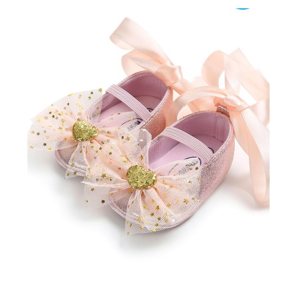 Silver Statement Bow Princess Baby Girl Shoes - Picture 5 of 8